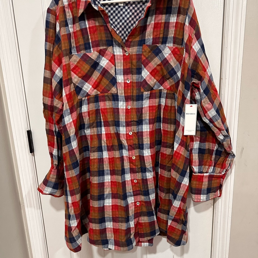 Aura Blue and White Checkered Shirt - size XL